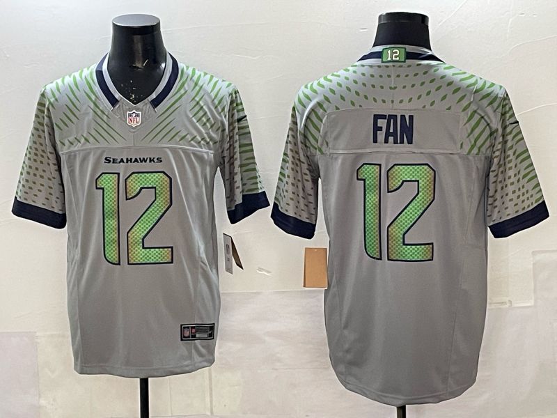 Men 2025 Seattle Seahawks #12 Fan grey 5th generation Throwback Nike Limited NFL Jersey style 05